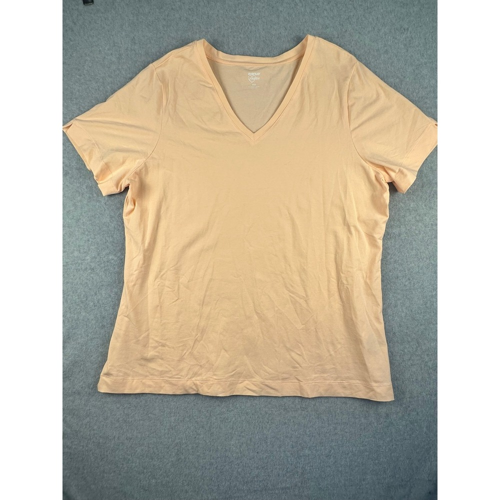 Avenue Your Tee Peach V-Neck Short Sleeve Cotton Blend Top Plus Size 18/20